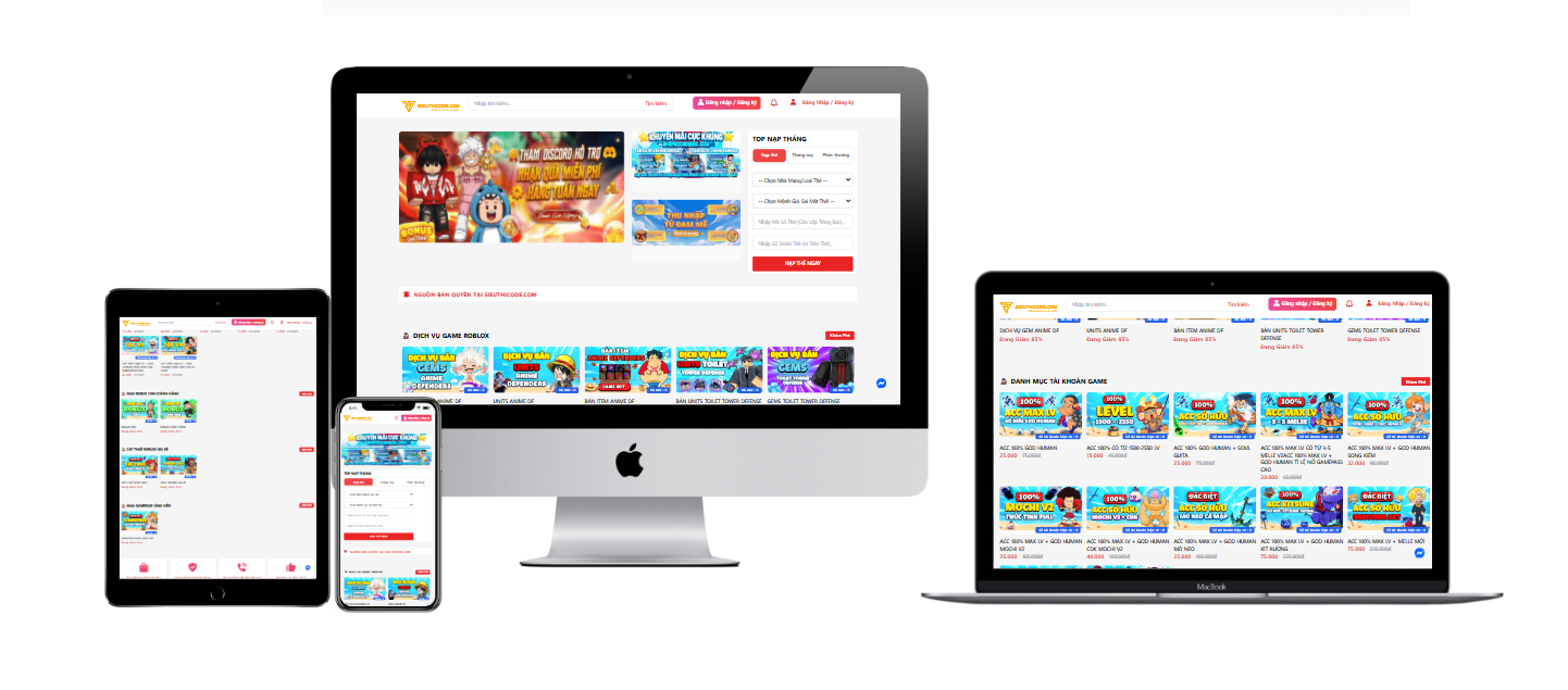 Shop Bán Acc Game Đa Dạng Tích Hợp Auto Bank, card